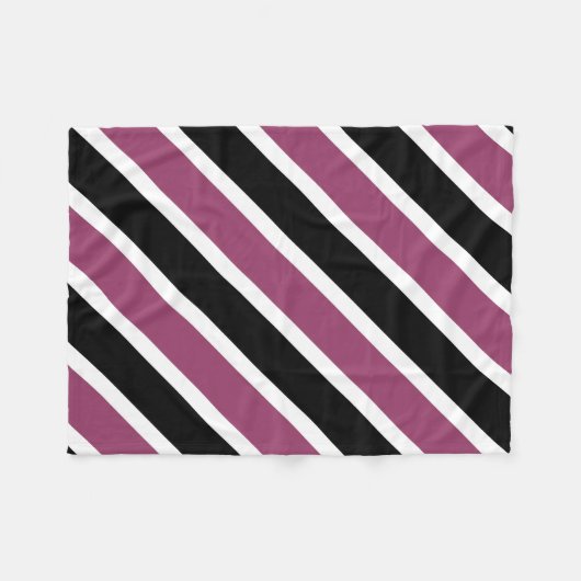 White Paars Black Diagonal Stripes Small Blanket Fleece Deken (Voorkant (Horizontaal))