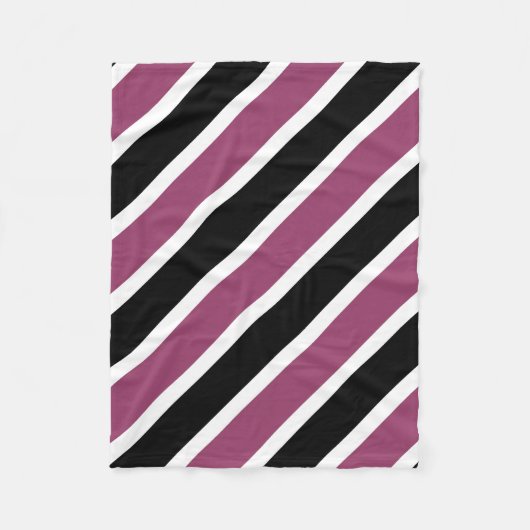 White Paars Black Diagonal Stripes Small Blanket Fleece Deken (Voorkant)