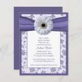 White Paars Daisy Bridal Shower Invitation Kaart (Voorkant / Achterkant)