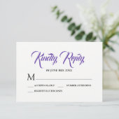 White Paars Floral RSVP Response Kaart (Staand voorkant)