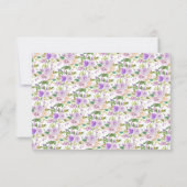 White Paars Floral RSVP Response Kaart (Achterkant)