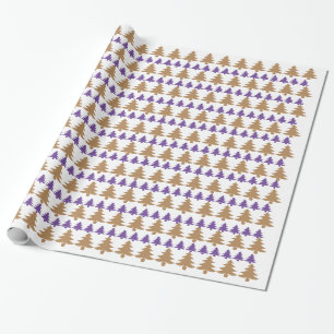 White Paars & Gold-Tan kerstboom - Gift Wrap Cadeaupapier