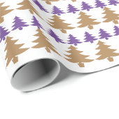 White Paars & Gold-Tan kerstboom - Gift Wrap Cadeaupapier (Rol Hoek)