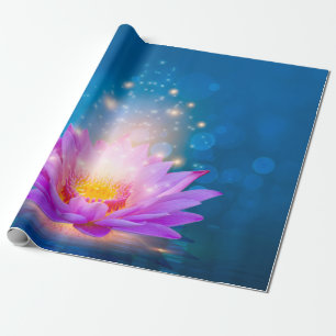 White Paars Lotus Flower Zen Blue Cadeaupapier