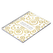 White & Pail Gold Texture Print Circles Pattern Notitieboek (Linkerzijde)