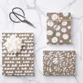 White Paint Rustic Kraft Simple Elegant Kerstmis  Inpakpapier Vel