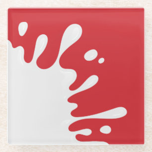 White Paint Splash Cardinaal Red Glazen Onderzetter