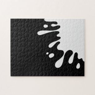 White Paint Splash op Black Serious Legpuzzel