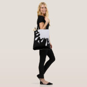 White Paint Splash op Black Tote Bag (Op model)