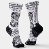 White Paisley Bandana Print Sokken (Gebogen)