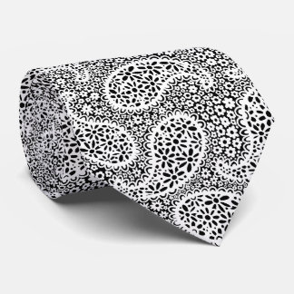 White Paisley Daisy Pattern Stropdas