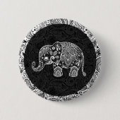 White Paisley Elephant Black DamasAchtergrond Ronde Button 5,7 Cm (Voorkant)
