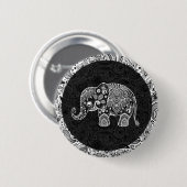 White Paisley Elephant Black DamasAchtergrond Ronde Button 5,7 Cm (Voorkant /achterkant)