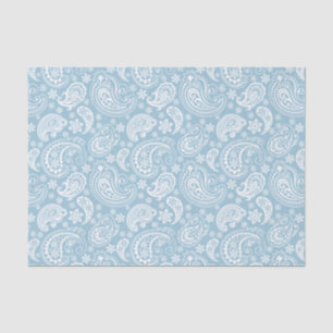 White  Paisley Over Baby Blue Background Tissuepapier