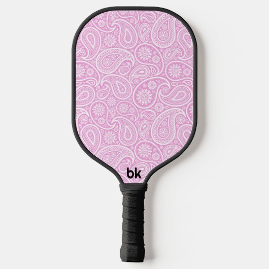 White  Paisley Pattern Light Roze Pickleball Paddle (Achterkant)