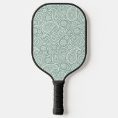 White  Paisley Pattern Muted Green Pickleball Paddle (Achterkant)