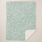 White  Paisley Pattern Muted Green Sherpa Deken (Voorkant)