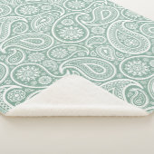 White  Paisley Pattern Muted Green Sherpa Deken (3/4)