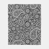 White  Paisley Pattern on Black Fleece Deken (Voorkant)