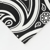 White Paisley Pattern on Black Fleece Deken (Hoek)