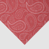 White Paisley Pattern on Dark Red Tissue Paper Tissuepapier (Detail)