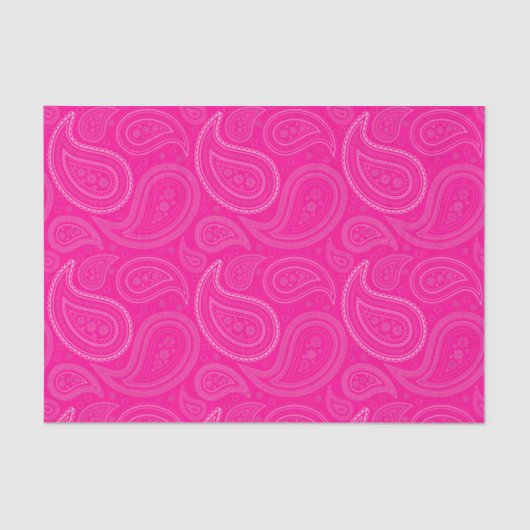 White Paisley Pattern on Hot Pink Tissue Paper Tissuepapier (Voorkant)