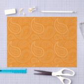 White Paisley Pattern on Oranje Tissue Paper Tissuepapier (Craft)