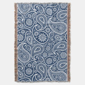 White  paisley Pattern on Royal Blue Deken (Voorkant Verticaal)