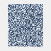 White  paisley Pattern on Royal Blue Fleece Deken (Voorkant)