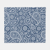 White  paisley Pattern on Royal Blue Fleece Deken (Voorkant (Horizontaal))