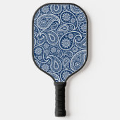 White  paisley Pattern on Royal Blue Pickleball Paddle (Voorkant)