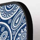 White  paisley Pattern on Royal Blue Pickleball Paddle (Links Detail)