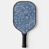 White  paisley Pattern on Royal Blue Pickleball Paddle (Achterkant)