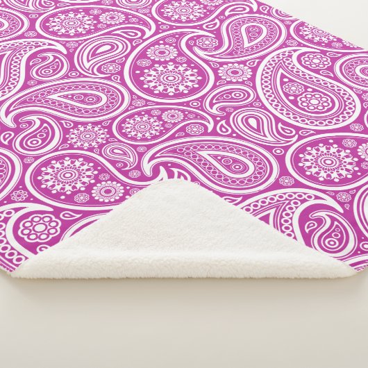White  paisley Pattern on roze Sherpa Deken (3/4)