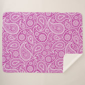 White  paisley Pattern on roze Sherpa Deken (Voorkant (horizontaal))