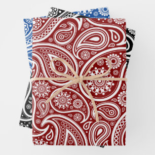 White paisley pattern wrapping paper sheets