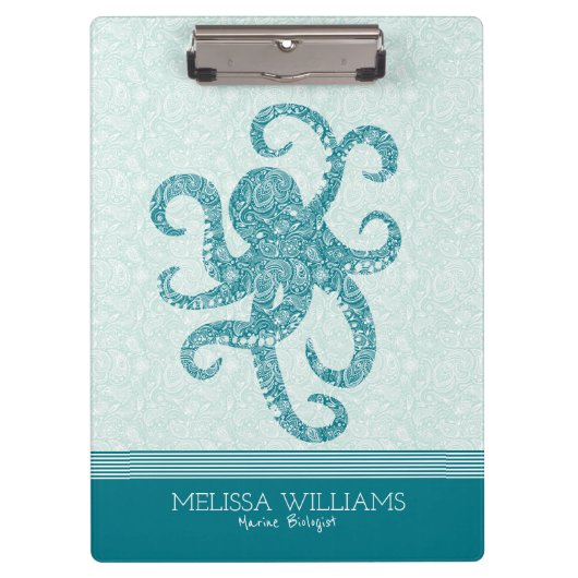 White Paisley & Turquoise Green Octopus Klembord (Voorkant)