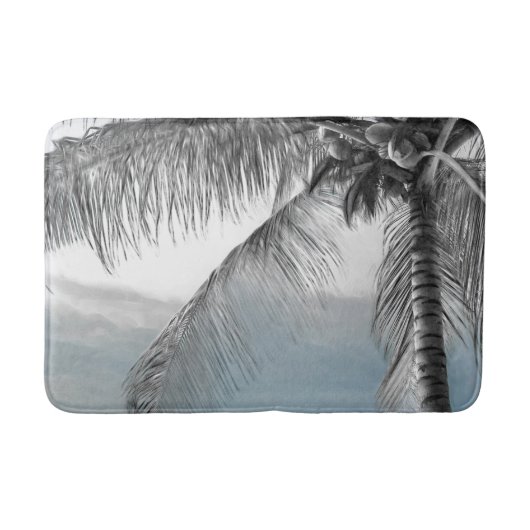 White Palm Coconut Tree Elegant Beach Paradise Badmat (Voorkant)