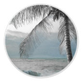 White Palm Coconut Tree Elegant Beach Paradise Keramische Knop (Voorkant)