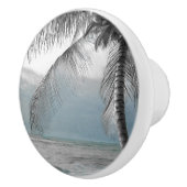 White Palm Coconut Tree Elegant Beach Paradise Keramische Knop (Rechts)