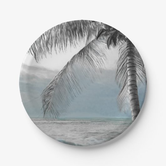 White Palm Coconut Tree Elegant Beach Wedding Papieren Bordje (Voorkant)