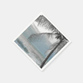 White Palm Coconut Tree Elegant Beach Wedding Servet (Hoek)