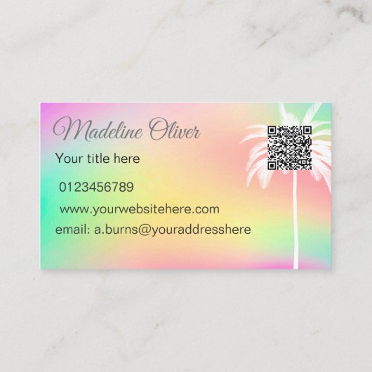 White Palm Colorful QR Code Professional Visitekaartje (Achterkant)