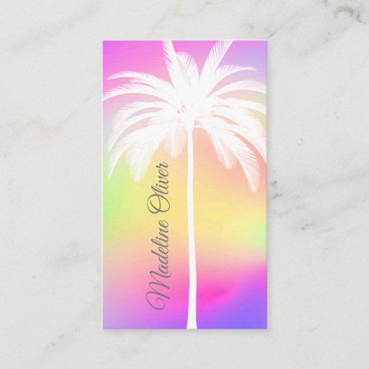 White Palm Colorful QR Code Professional Visitekaartje (Voorkant)