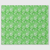 White Palm Frond on Green Wrapping Paper Cadeaupapier (Vlak)