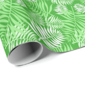 White Palm Frond on Green Wrapping Paper Cadeaupapier (Rol Hoek)