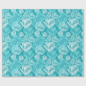 White Palm Frond op Aqua Wrapping Paper Cadeaupapier (Vlak)
