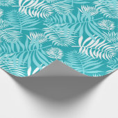 White Palm Frond op Aqua Wrapping Paper Cadeaupapier (Hoek)