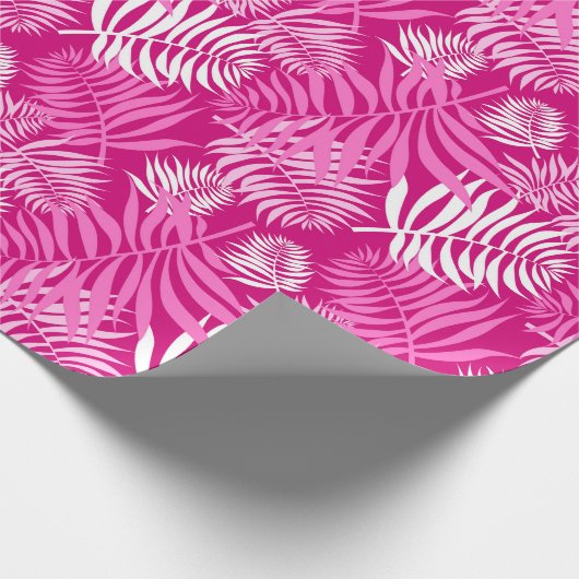 White Palm Frond op roze ompakpapier Cadeaupapier (Hoek)