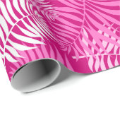 White Palm Frond op roze ompakpapier Cadeaupapier (Rol Hoek)